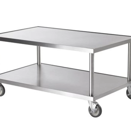Bàn inox 2 tầng di động