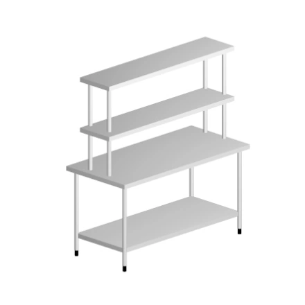 Bàn inox 2 tầng kèm giá 1-2 tầng