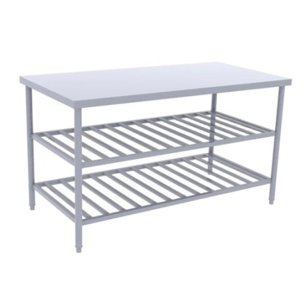 Bàn inox có 2 giá nan dưới