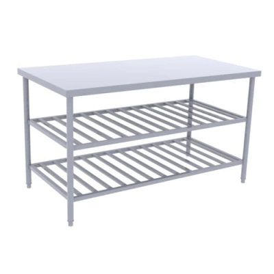 Bàn inox có 2 giá nan dưới