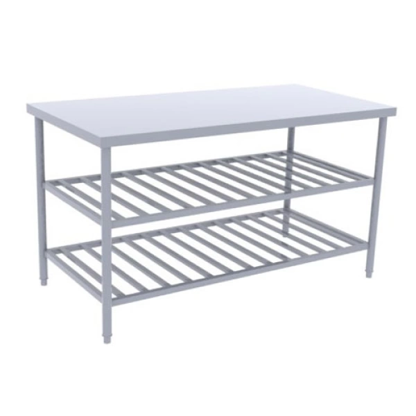 Bàn inox có 2 giá nan dưới