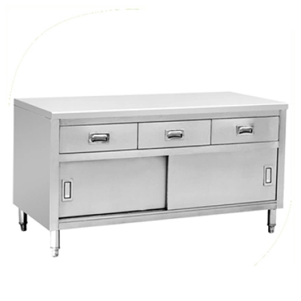 Quầy inox 2 cửa lùa kèm ngăn kéo