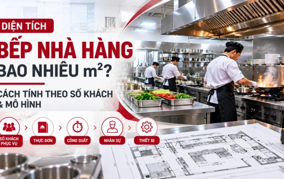 Diện Tích Bếp Nhà Hàng Bao Nhiêu m²? Cách Tính Theo Số Khách & Mô Hình