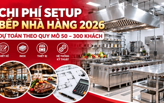 Chi Phí Setup Bếp Nhà Hàng 2026: Bảng Dự Toán Theo Quy Mô 50–300 Khách