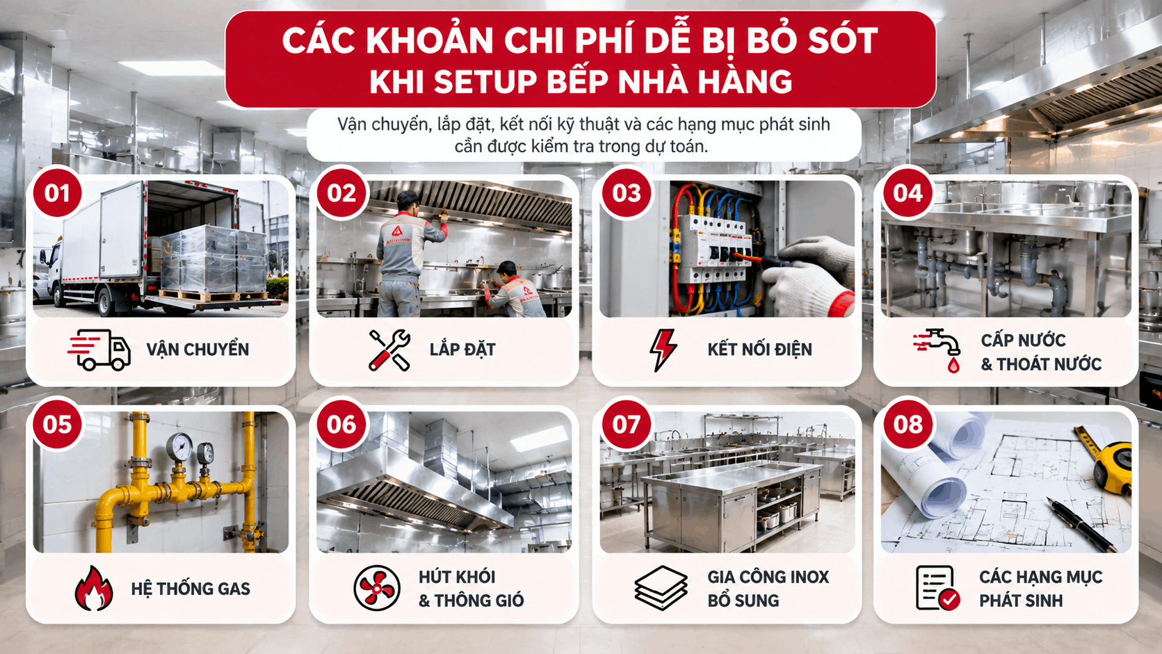 Các khoản chi phí dễ bỏ sót khi setup bếp nhà hàng