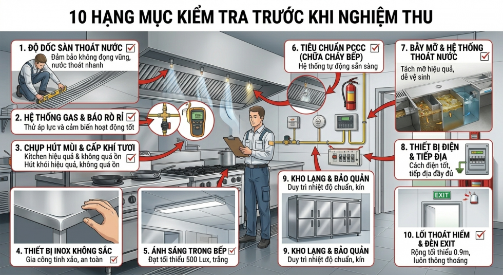 Kiểm tra nghiệm thu bếp nhà hàng