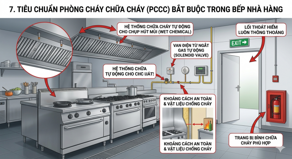 Hệ thống phòng cháy chữa cháy trong bếp nhà hàng